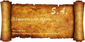 Simonovics Alex névjegykártya